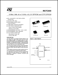 M27C800 datasheet: 8 MBIT (1MB X8 OR 512KB X16) UV EPROM AND OTP EPROM M27C800