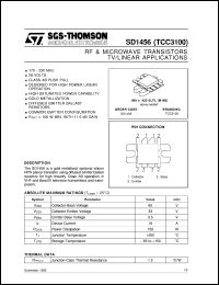 SD1456 datasheet: TV/LINEAR APPLICATIONS RF & MICROWAVE TRANSISTORS SD1456