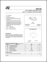 SD4100 datasheet: TV/LINEAR APPLICATIONS RF & MICROWAVE TRANSISTORS SD4100