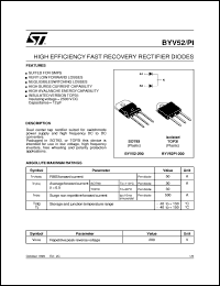 BYV52-200 datasheet: HIGH EFFICIENCY FAST RECOVERY RECTIFIER DIODES BYV52-200