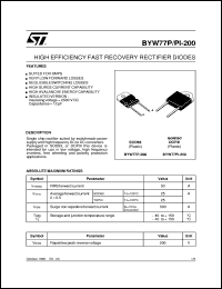 BYW77P-200 datasheet: HIGH EFFICIENCY FAST RECOVERY RECTIFIER DIODES BYW77P-200