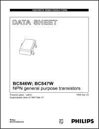 BC847W datasheet: NPN general purpose transistor. BC847W