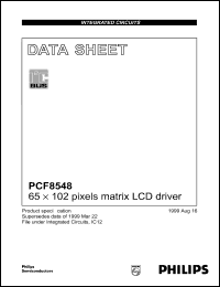 PCF8548U/2 datasheet: 65 x 102 pixel matrix LCD driver. Chip with bumps in tray. PCF8548U/2