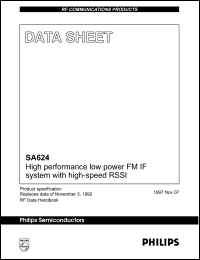 SA624D datasheet: High performance low power FM IF system with high-speed RSSI SA624D