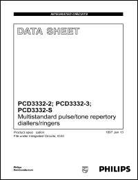 PCD3332-2P datasheet: Multistandard pulse/tone repertory dialler/ringer. PCD3332-2P