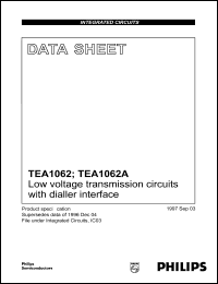 TEA1062 datasheet: Low voltage transmission circuit with dialler interface. TEA1062