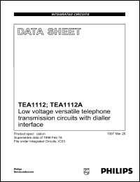 TEA1112AT datasheet: Low voltage versatile telephone transmission circuit with dialler interface. TEA1112AT