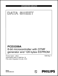 PCD3359AH datasheet: 8-bit microcontroller with DTMF generator and 128 bytes EEPROM. PCD3359AH