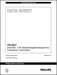 FBL2031BB datasheet: 9-bit BTL 3.3 V latched/registered/pass-thru. Futurebus + transceiver. FBL2031BB