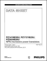 PZ1418B30U datasheet: NPN microwave power transistor. PZ1418B30U