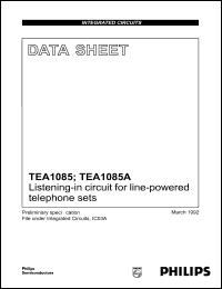 TEA1085 datasheet: Listening-in circuit for line-powered telephone sets. TEA1085