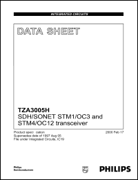 TZA3005H datasheet: SOH/SONET STM1/OC3 and STM4/OC12 transceiver. TZA3005H