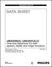 UBA2050AT datasheet: One-chip telephone IC with speech, dialler and ringer functions. UBA2050AT