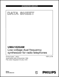 UMA1020AM datasheet: Low-voltage dual frequency synthesizer for radio telephones. UMA1020AM