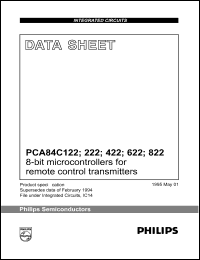 PCA84C222BP datasheet: 8-bit microcontroller for remote control transmitters. 2K ROM, 32 bytes RAM. PCA84C222BP