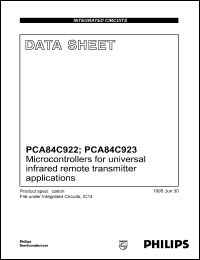 PCA84C922CT datasheet: Microcontroller for universal infrared remote transmitter applications. PCA84C922CT