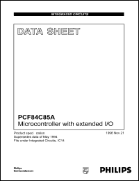 PCF84C85AT datasheet: Microcontroller with extended I/O. PCF84C85AT