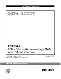 PCF8570T datasheet: 256 x 8-bit static low-voltage RAM with IIC-bus interface. PCF8570T