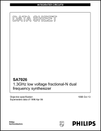 SA7026DK datasheet: 1.3GHz low voltage fractional-N dual synthesizer. SA7026DK