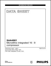 SAA4981 datasheet: Monolithic itegrated 16 : 9 compressor. SAA4981