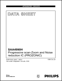SAA4990H datasheet: Prgerssive scan-Zoom and Noise reduction IC (PROZONIC). SAA4990H