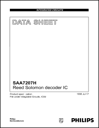 SAA7207H/C1 datasheet: Reed Solomon decoder IC. SAA7207H/C1