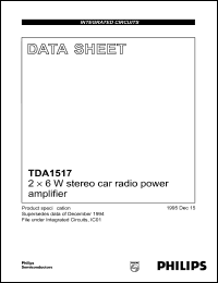 TDA1517 datasheet: 2 x 6 W stereo car radio power amplifier. TDA1517