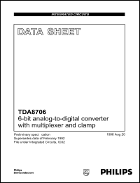 TDA8706 datasheet: 6-bit analog-to-digital converter with multiplexer and clamp. TDA8706