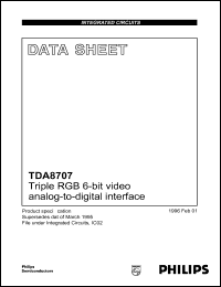 TDA8707H datasheet: Triple RGB 6-bit video analog-to-digital interface. TDA8707H
