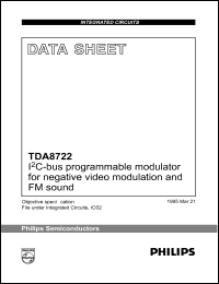 TDA8722T datasheet: I2C-bus programmable modulator for negative video modulation and FM sound. TDA8722T
