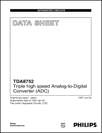 TDA8752H/6 datasheet: Triple high speed analog-to-digital converter (ADC). TDA8752H/6