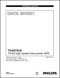 TDA8763AM/3 datasheet: 10-bit high-speed low-power ADC. TDA8763AM/3