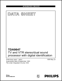 TDA9847T datasheet: TV and VTR stereo/dual sound processor with digital identification. TDA9847T