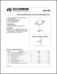 BUT100 datasheet: HIGH POWER NPN SILICON TRANSISTOR BUT100