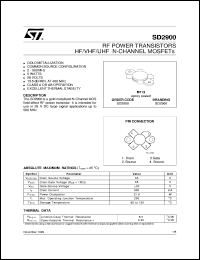 SD2900 datasheet: RF POWER TRANSISTORS HF/VHF/UHF N-CHANNEL MOSFETS SD2900
