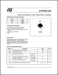 BYW29G-200 datasheet: HIGH EFFICIENCY FAST RECOVERY DIODES BYW29G-200