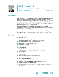 PCF85103C2D datasheet: 256 x 8-bit CMOS EEPROMs with I2C-bus interface PCF85103C2D