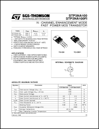 STP3NA100 datasheet: N-CHANNEL ENHANCEMENT MODE FAST POWER MOS TRANSISTOR STP3NA100