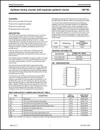 N74F193N datasheet: Up/down binary counter with separate up/down clocks, max 125MHz N74F193N