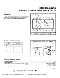 GD74LS86 datasheet: Quadruple 2-input exclusive-or gates GD74LS86