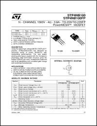 STP4NB100FP datasheet: N-CHANNEL 1000V - 4 OHM - 3.8A - TO-220/TO-220FP POWERMESH MOSFET STP4NB100FP