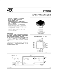 STB5600 datasheet: GPS RF FRONT-END IC STB5600