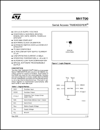 M41T00 datasheet: SERIAL ACCESS TIMEKEEPER M41T00