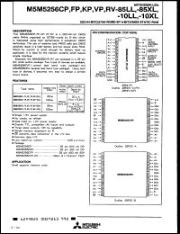 M5M5256CKP-100LL datasheet: 262144-bit (32768 x 8-bit) CMOS static RAM, 100ns M5M5256CKP-100LL