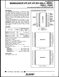 M5M5256CKP-55LX datasheet: 262144-bit (32768 x 8-bit) CMOS static RAM, 55ns M5M5256CKP-55LX