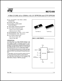 M27C400 datasheet: 4 MBIT (512KB X8 OR 256KB X16) UV EPROM AND OTP EPROM M27C400