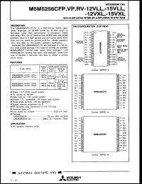 M5M5256CRV-12VXL datasheet: 262144-bit (32768 x 8-bit) CMOS static RAM, 120ns M5M5256CRV-12VXL