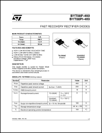BYT08PI-400 datasheet: FAST RECOVERY RECTIFIER DIODES BYT08PI-400