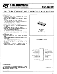 TEA2026C datasheet: Color TV scanning and power supply processor TEA2026C