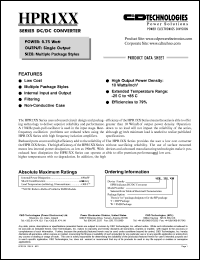 HPR122V datasheet: DC/DC converter, 24V nominal input HPR122V